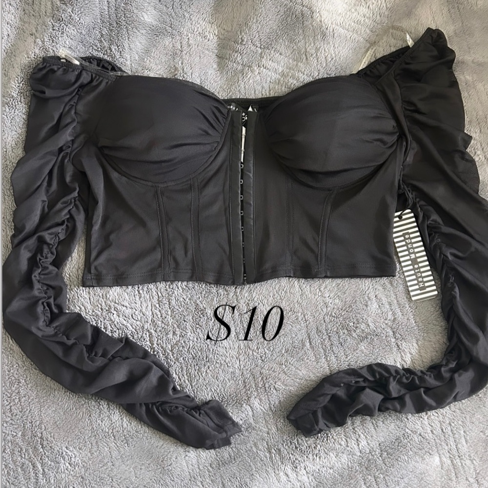 Black mesh top